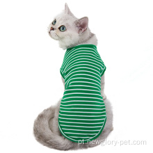 Camiseta listrada de gatos roupas de estimação